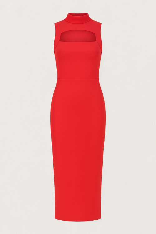 ST-2  Radiant Midi dress- Red - Image 4