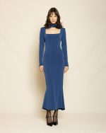 Elegant Open-Back Maxi Dress ST-0185 Navy Blue