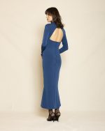 Elegant Open-Back Maxi Dress ST-0185 Navy Blue - Image 3