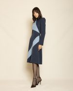 Dual Tone Midi Dress ST-0140 Navy - Blue - Image 2