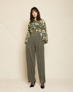 High - Waist Wide - Leg Trousers ST-0163 Olive Green