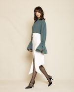 Elegant Blouse with Statement Bell Sleeves ST-0162 Sage Green - Image 2