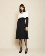 Pure Contrast Midi Dress ST-0149 Black - White