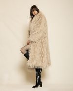 Long Shaggy Fur Coat ST-0172 Beige - Image 2