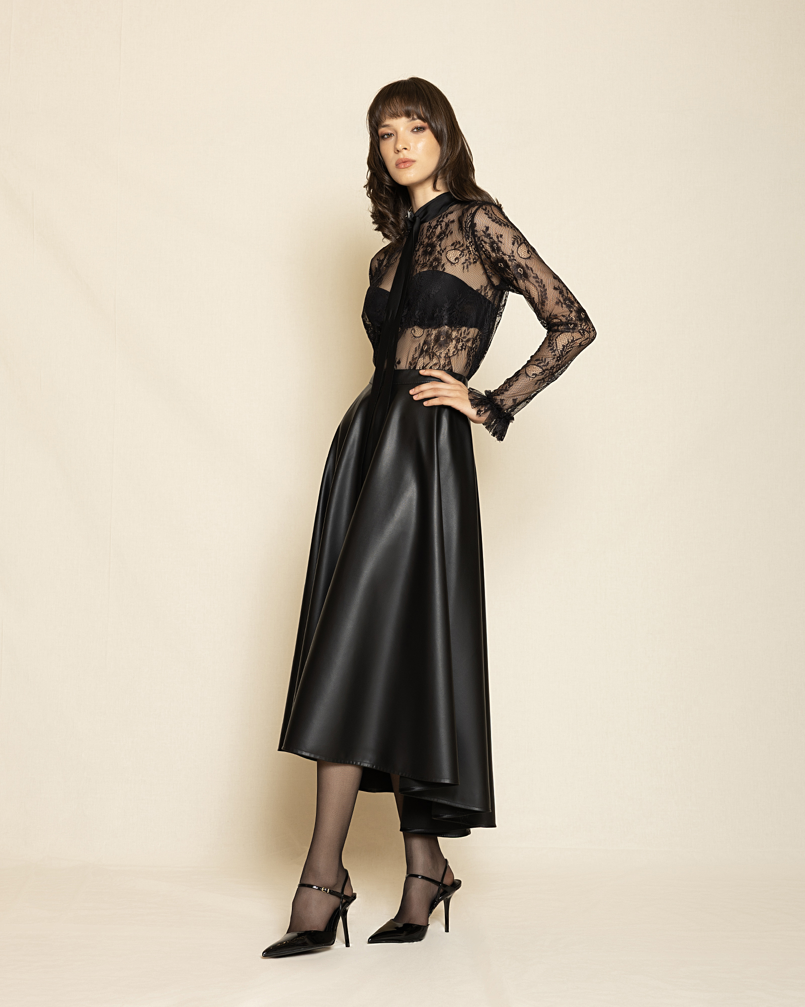 Black Statement Midi Skirt ST-0122 Black - Image 1