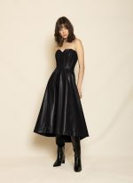 Strapless Leather Corset Midi Dress ST-0116 Bordo - Image 2