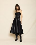 Strapless Leather Corset Midi Dress ST-0116 Black