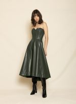 Strapless Leather Corset Midi Dress ST-0116 Bordo - Image 3