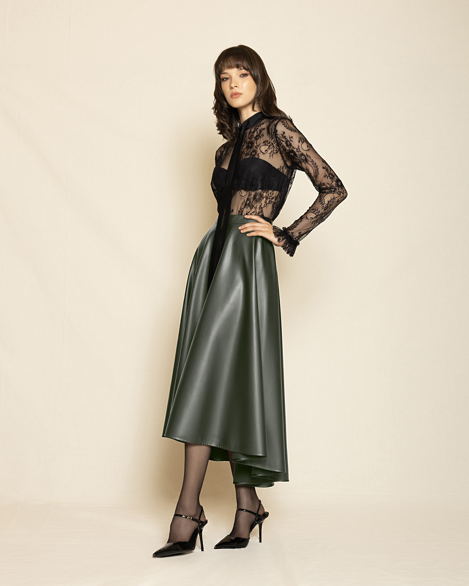 dark green_1 Statement Midi Skirt ST-0122 Green - Image 1