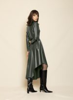 High - Neck Leather Asymmetric Dress ST-0120 Green - Image 4
