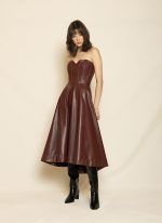 Strapless Leather Corset Midi Dress ST-0116 Black - Image 2
