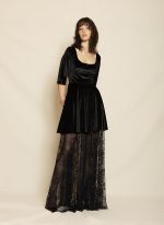 Velvet and Lace Maxi Dress ST-0111 Black