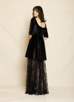 Velvet and Lace Maxi Dress ST-0111 Black - Image 2