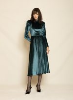 Emerald Velvet Midi Dress ST-0110 Green - Image 2