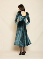 Emerald Velvet Midi Dress ST-0110 Green - Image 3