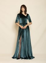 Teal Velvet Maxi Dress ST-0102 Green
