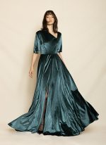 Teal Velvet Maxi Dress ST-0102 Green - Image 2