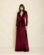 Velvet Maxi Dress ST-0101 Burgundy