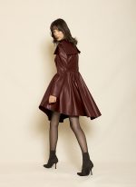 Power Shoulder Leather Mini Dress ST-0129 Green - Image 4