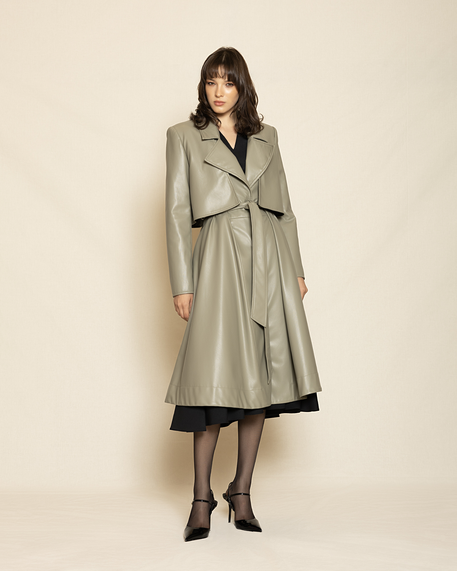 stefanoudakis_2025090616715 Cropped Detail Trench Coat ST-0132 Olive Green - Image 1