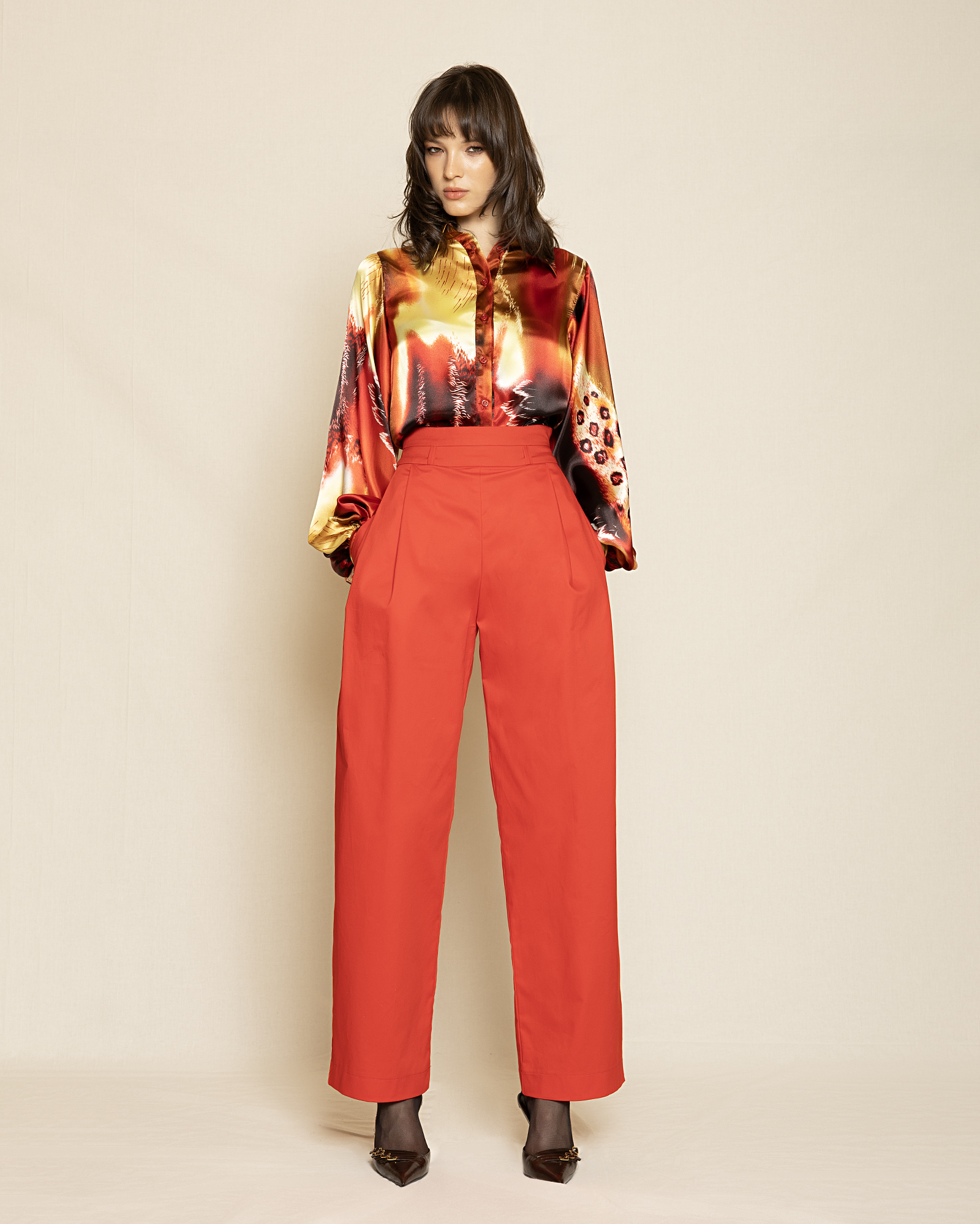 stefanoudakis_2025090616994 Abstract Satin Shirt ST-0165 Red Print - Image 1